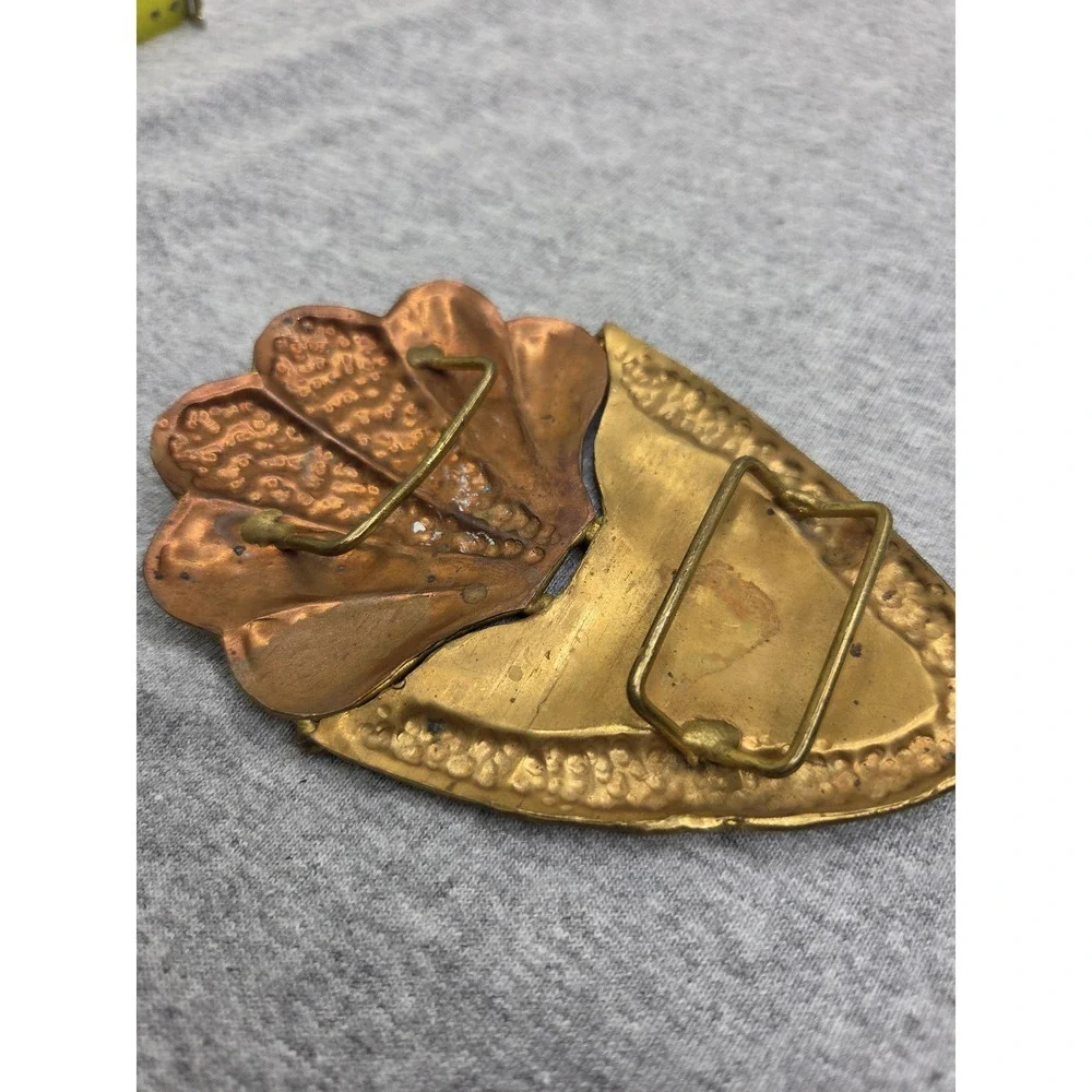 Vintage Brutalist Abstract Shell Bronze Gold Belt Buckle